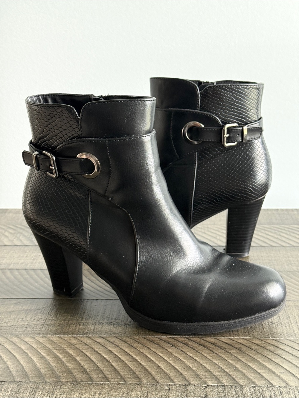 My Soft Women's Zipper Bootie Chunky Stacked Heel Ankle Boots Size 9.5